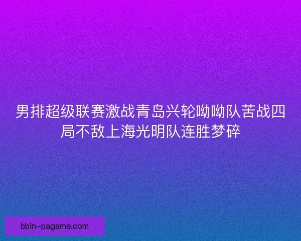 男排超级联赛激战青岛兴轮呦呦队苦战四局不敌上海光明队连胜梦碎